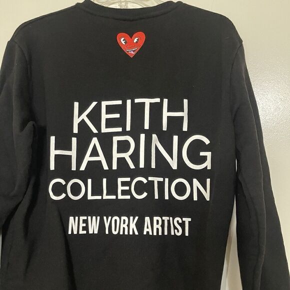 ZARA Keith Haring collection black crew neck pullover sweatshirt sweater small - Picture 5 of 6